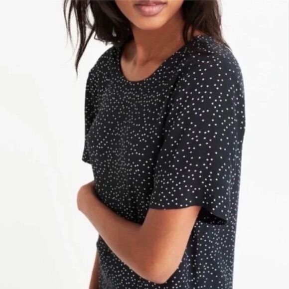 Madewell Zip Back Polka Dot Shift Mini Dress Black White Size 6 Zipper Back - Picture 5 of 15